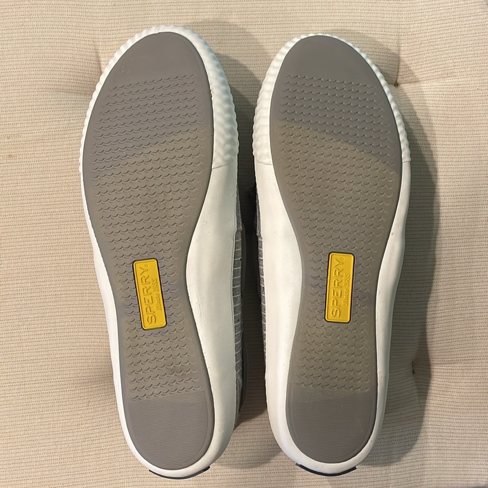 Sperry Gray and White Striped Loafers - Picture 4 of 5